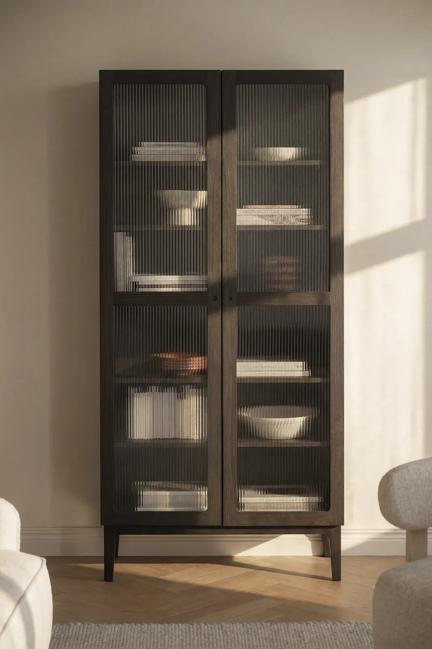 MEADOWBROOK Oak Display Cabinet, 95x43x203 cm