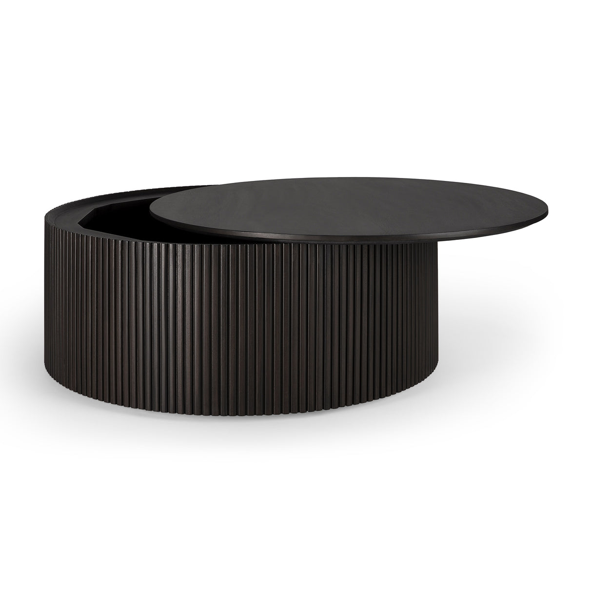 Couchtisch - lackiertes Mahagoni - dunkelbraun - rund - abnehmbare Abdeckung Roller Max - 80cm - ZEN ZONE Furniture