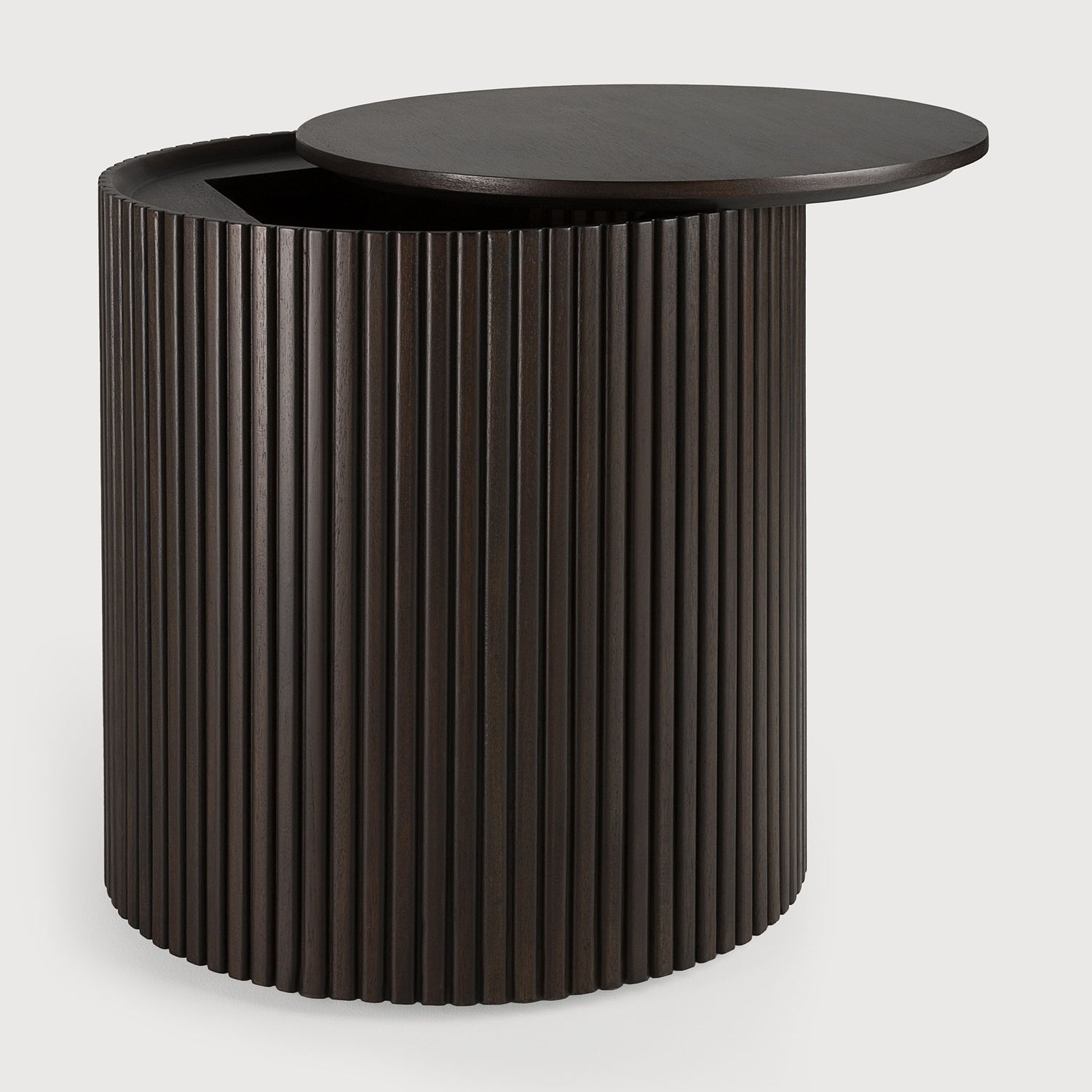 Roller Max Beistelltisch - lackiertes Mahagoni - dunkelbraun - rund - abnehmbarer Deckel - 40 x 40 x 42 cm - ZEN ZONE Furniture