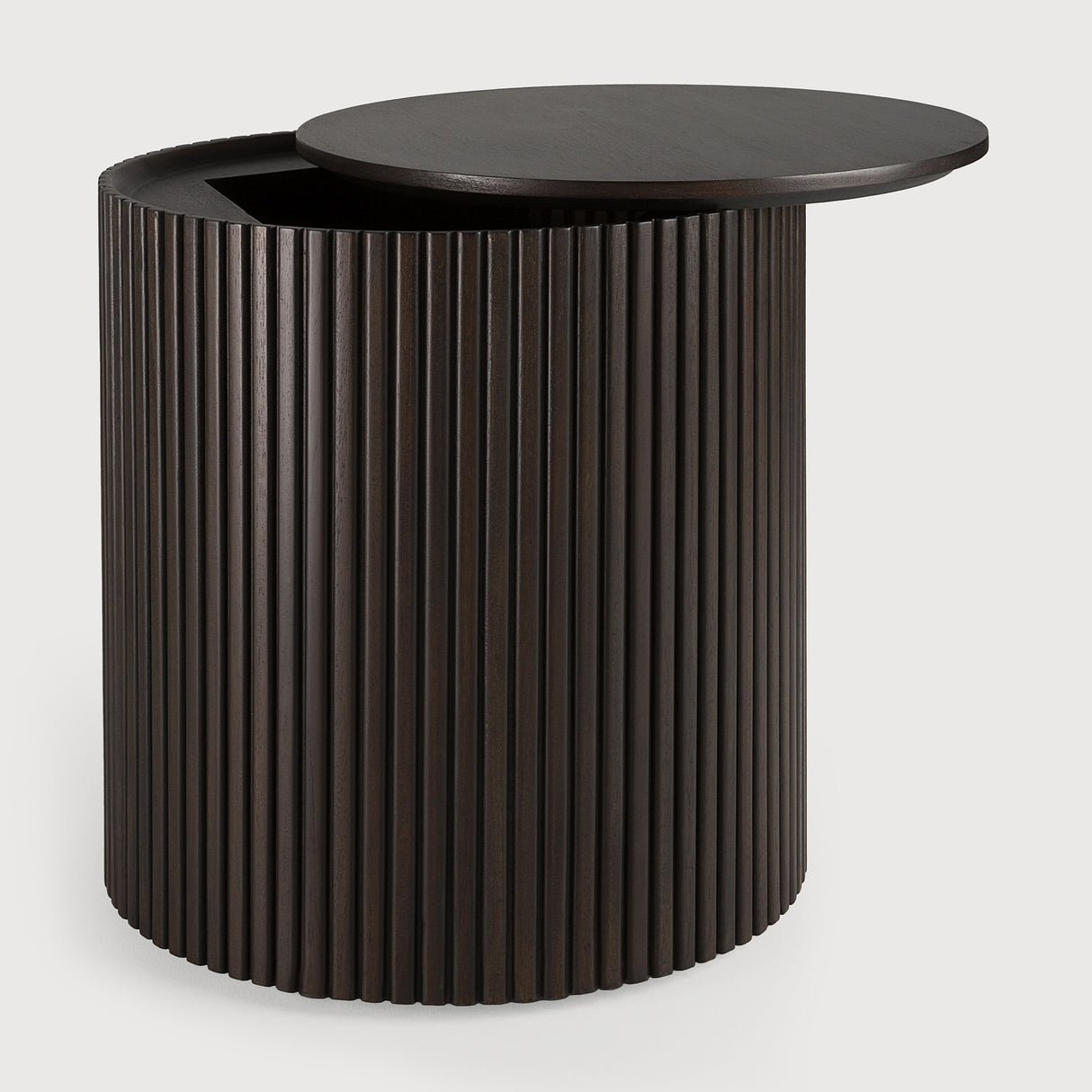 Roller Max Beistelltisch - lackiertes Mahagoni - dunkelbraun - rund - abnehmbarer Deckel - 40 x 40 x 42 cm - ZEN ZONE Furniture