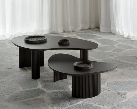 Boomerang Couchtisch - lackiertes Mahagoni - dunkelbraun - Kieselsteinform - ZEN ZONE