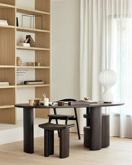 Roller Max Hocker - lackiertes Mahagoni - dunkelbraun - 48 x 35 x 49 cm - ZEN ZONE Furniture