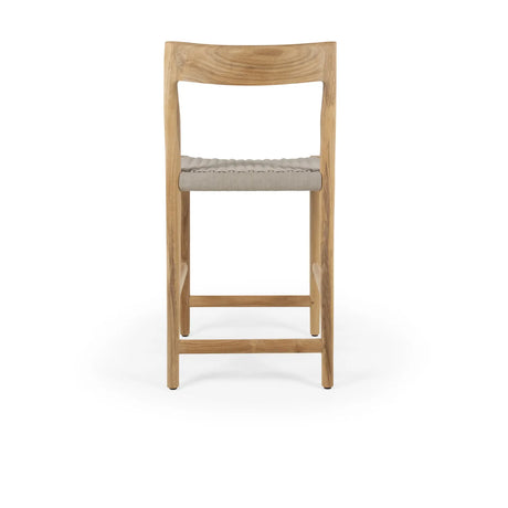 Garten Barhocker Lago aus Naturteak und grauem Geflecht, Sitzhöhe 60 cm - ZEN ZONE Furniture