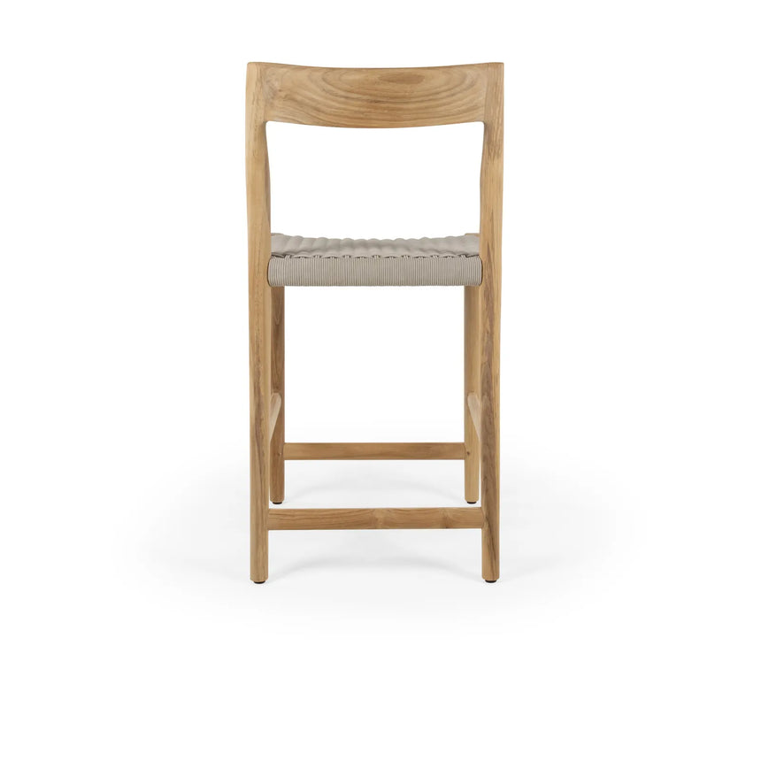 Garten Barhocker Lago aus Naturteak und grauem Geflecht, Sitzhöhe 60 cm - ZEN ZONE Furniture