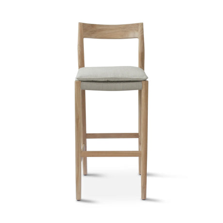 Garten Barhocker Lago aus Naturteak und grauem Geflecht, Sitzhöhe 80 cm - ZEN ZONE Furniture