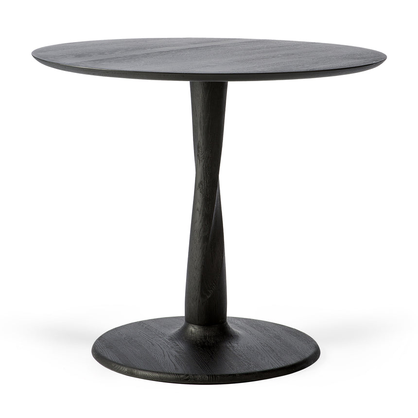 Torsion Esstisch - lackierte Eiche - schwarz - rund - 90 x 90 x 76 cm - ZEN ZONE