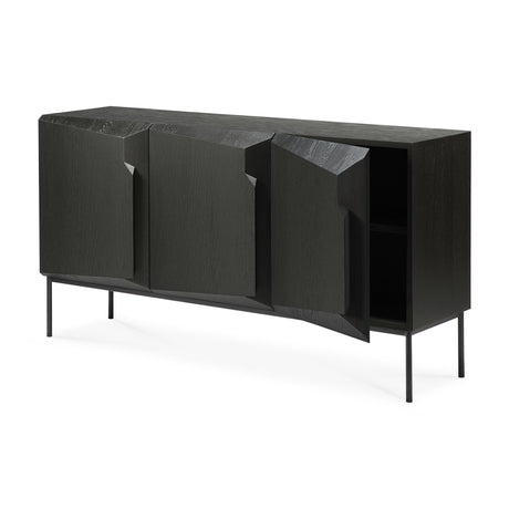 Stairs Sideboard - lackierte Eiche - schwarz - 3 Türen - 150 x 46 x 80 cm - ZEN ZONE Furniture