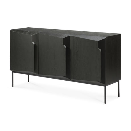 Stairs Sideboard - lackierte Eiche - schwarz - 3 Türen - 150 x 46 x 80 cm - ZEN ZONE Furniture