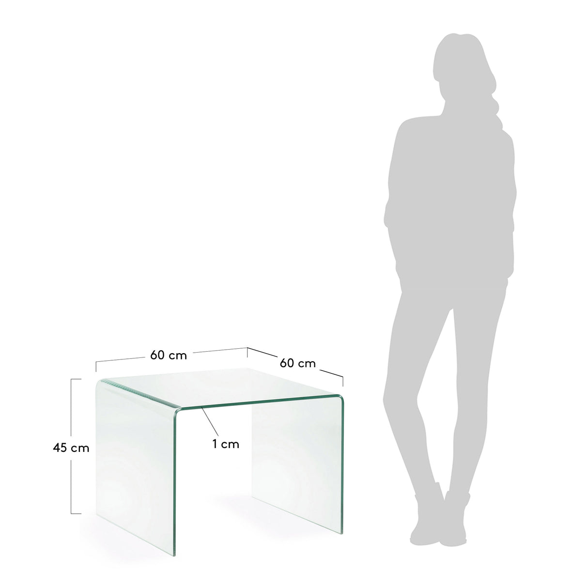 Burano Beistelltisch aus Glas 60 x 60 cm - ZEN ZONE