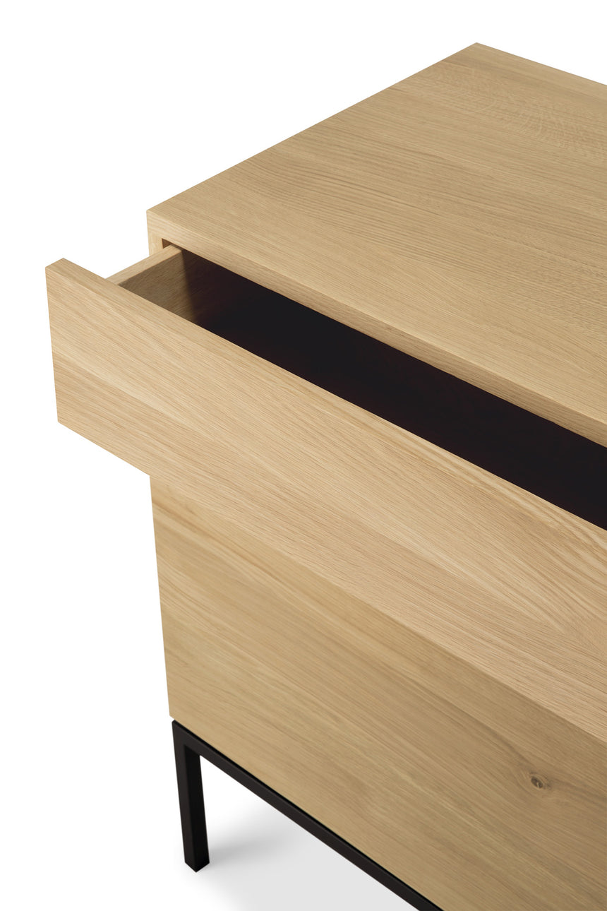 Ligna Sideboard - Eiche - schwarzes Metall - 3 Türen - 3 Schubladen - 165 x 45 x 78 cm - ZEN ZONE Furniture