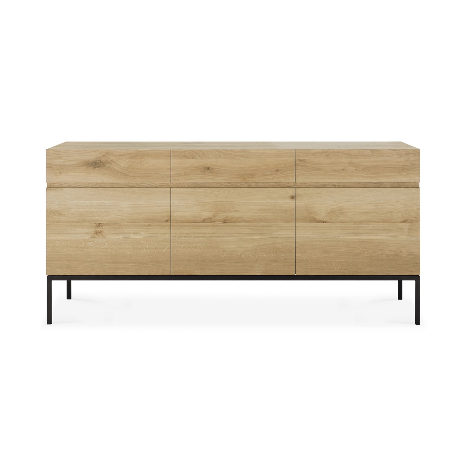 Ligna Sideboard - Eiche - schwarzes Metall - 3 Türen - 3 Schubladen - 165 x 45 x 78 cm - ZEN ZONE Furniture