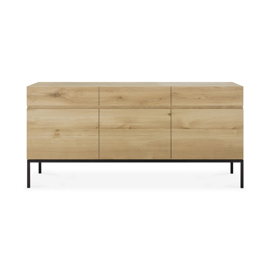 Ligna Sideboard - Eiche - schwarzes Metall - 3 Türen - 3 Schubladen - 165 x 45 x 78 cm - ZEN ZONE Furniture