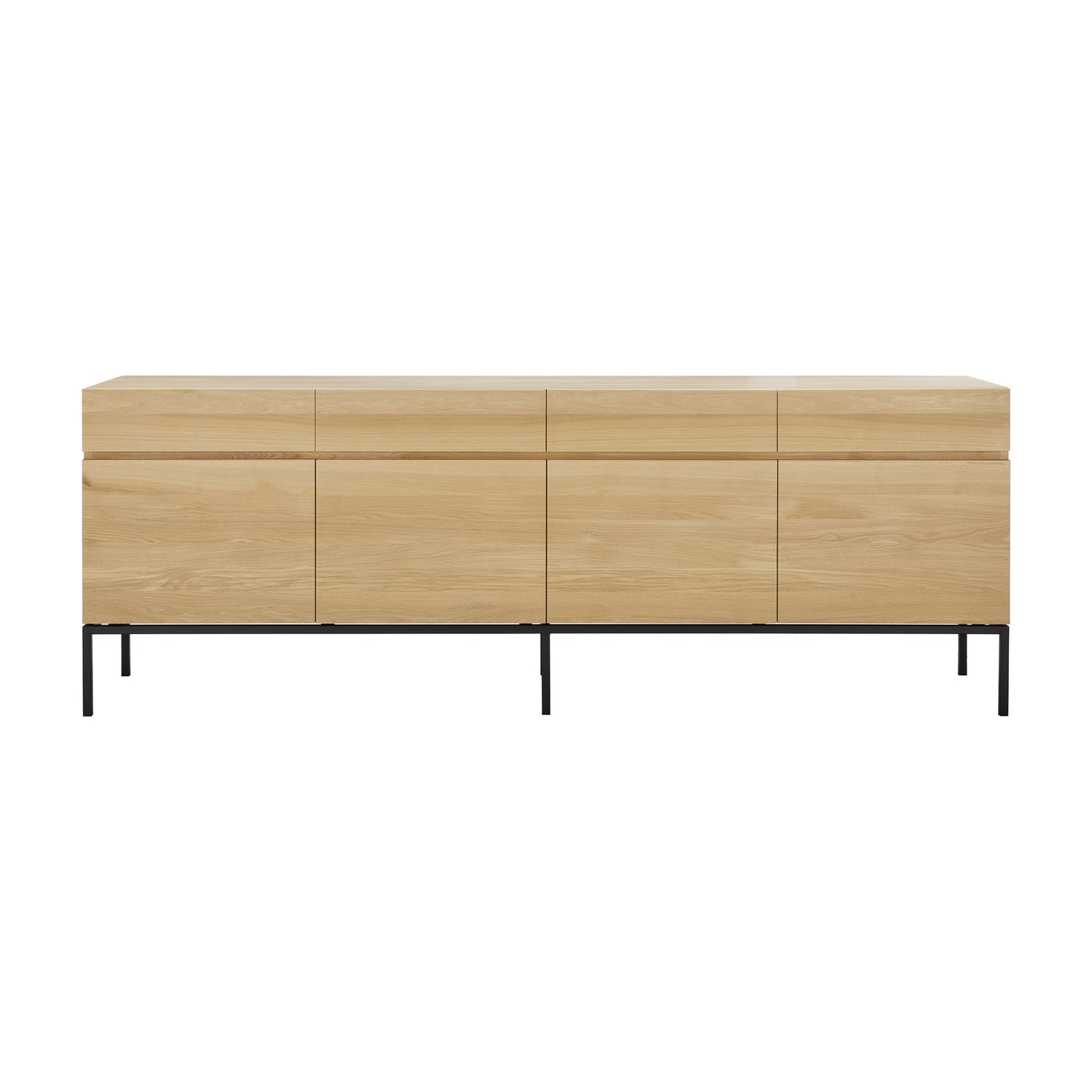 Ligna Sideboard - Eiche - schwarzes Metall - 4 Türen - 4 Schubladen - 220 x 45 x 78 cm - ZEN ZONE Furniture