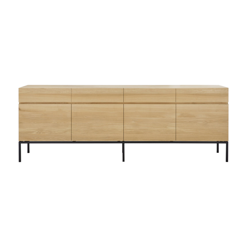 Ligna Sideboard - Eiche - schwarzes Metall - 4 Türen - 4 Schubladen - 220 x 45 x 78 cm - ZEN ZONE Furniture