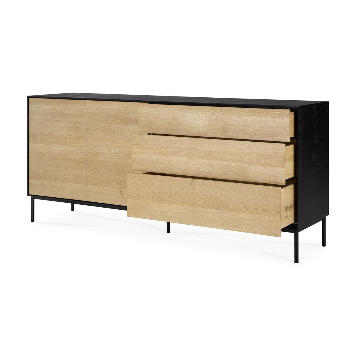 Blackbird Sideboard - lackierte Eiche - 2 Türen - 3 Schubladen - 180 x 45 x 80 cm - ZEN ZONE Furniture
