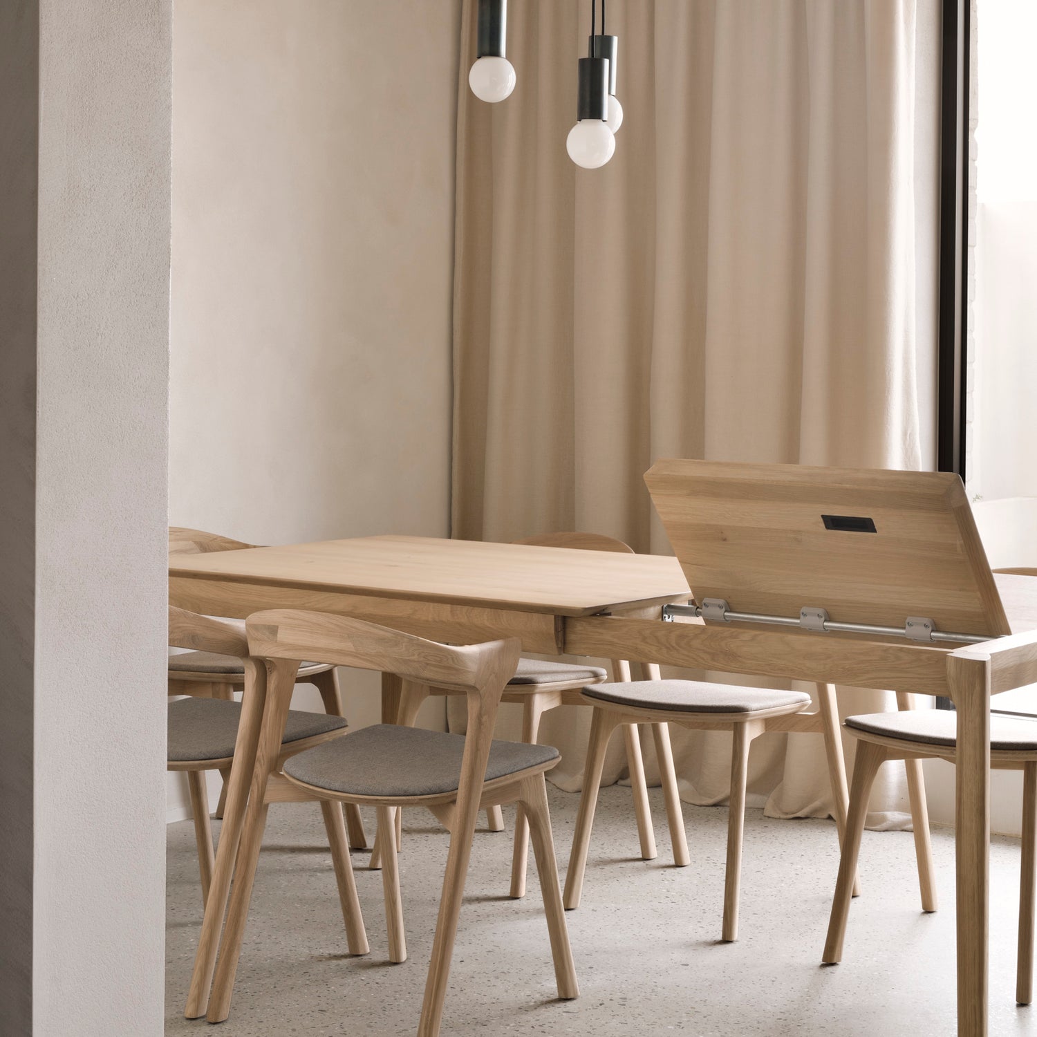 Bok ausziehbarer Esstisch - Eiche - rechteckig - 120/180 x 90 x 76 cm - ZEN ZONE Furniture