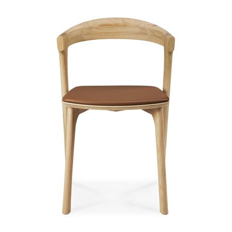 Bok Esszimmerstuhl - lackierte Eiche - Cognac Leder - 50 x 54 x 76 cm - ZEN ZONE