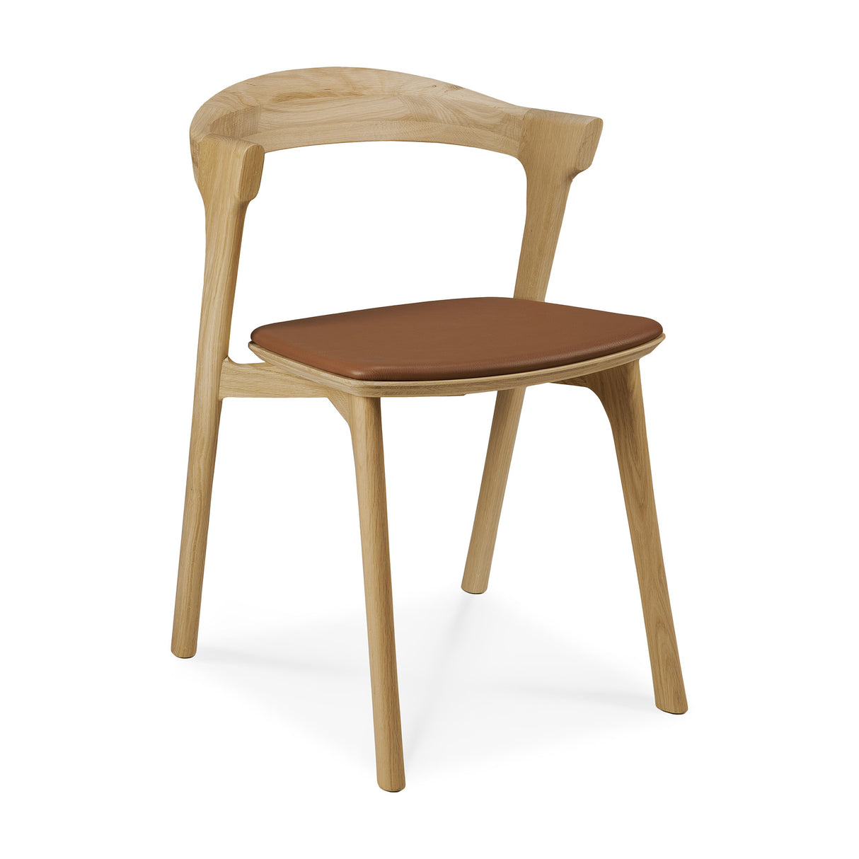 Bok Esszimmerstuhl - lackierte Eiche - Cognac Leder - 50 x 54 x 76 cm - ZEN ZONE