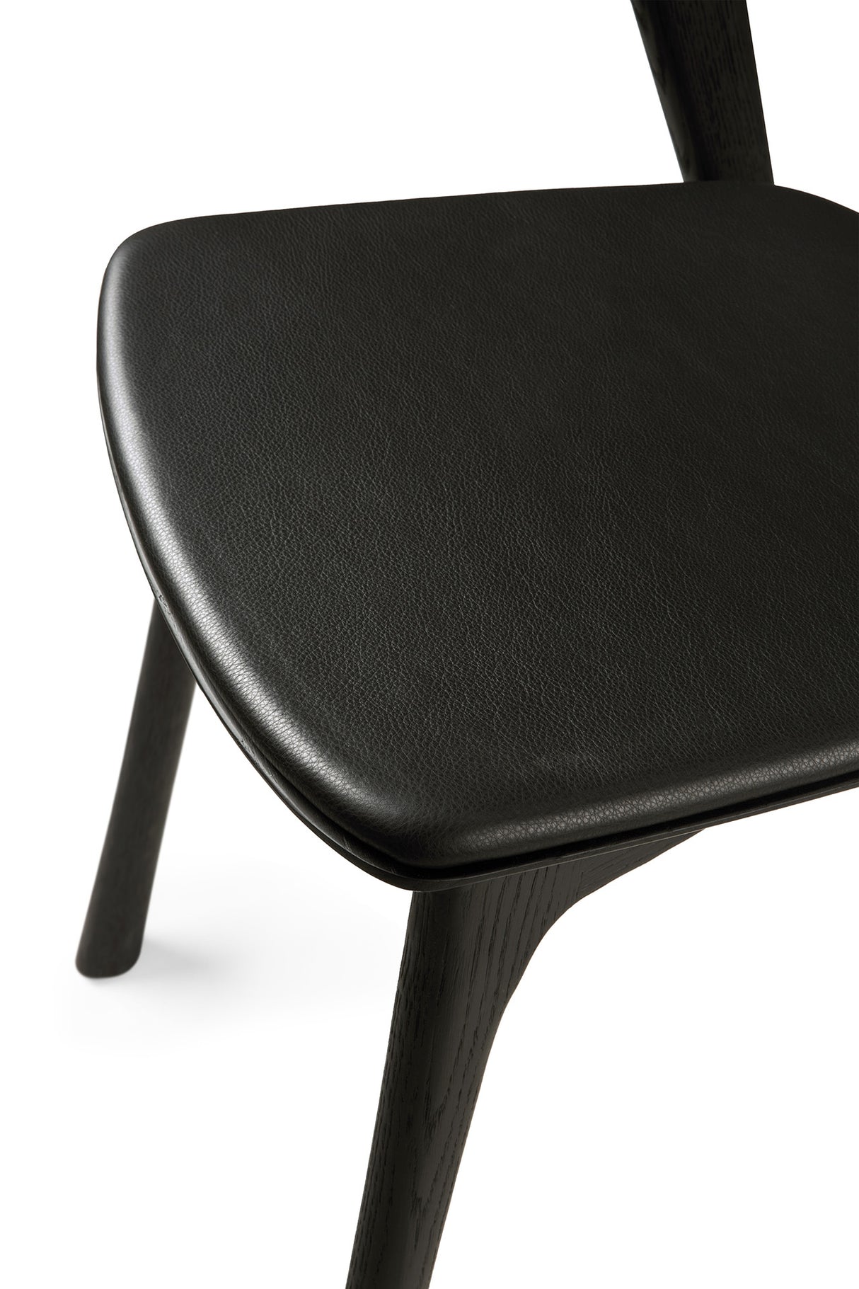 Bok Esszimmerstuhl - lackierte Eiche - schwarz - schwarzes Leder - 50 x 54 x 76 cm - ZEN ZONE