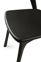 Bok Esszimmerstuhl - lackierte Eiche - schwarz - schwarzes Leder - 50 x 54 x 76 cm - ZEN ZONE