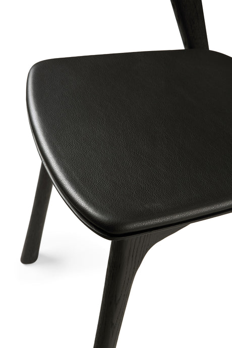 Bok Esszimmerstuhl - lackierte Eiche - schwarz - schwarzes Leder - 50 x 54 x 76 cm - ZEN ZONE