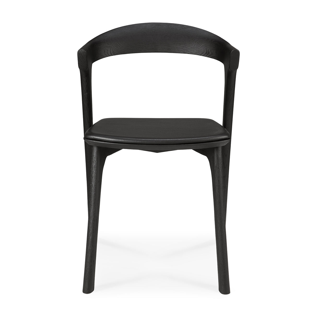 Bok Esszimmerstuhl - lackierte Eiche - schwarz - schwarzes Leder - 50 x 54 x 76 cm - ZEN ZONE