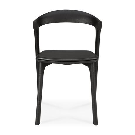Bok Esszimmerstuhl - lackierte Eiche - schwarz - schwarzes Leder - 50 x 54 x 76 cm - ZEN ZONE