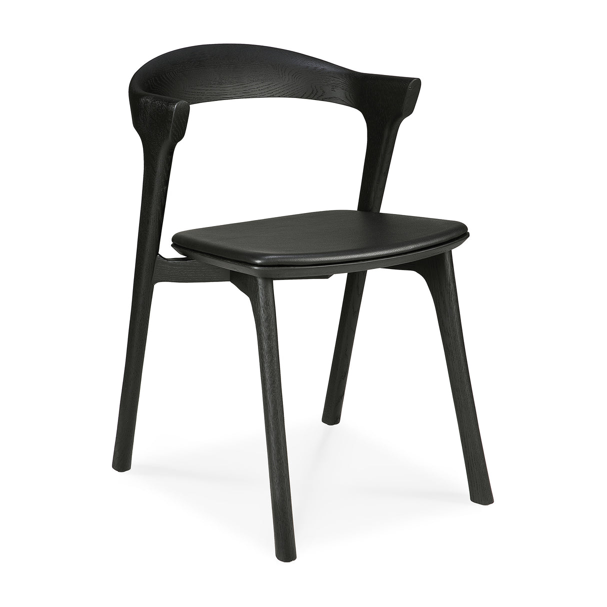 Bok Esszimmerstuhl - lackierte Eiche - schwarz - schwarzes Leder - 50 x 54 x 76 cm - ZEN ZONE