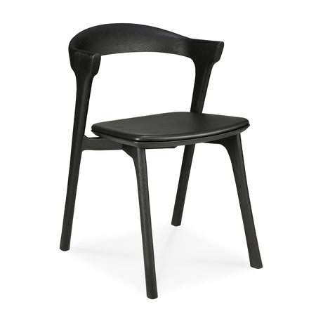 Bok Esszimmerstuhl - lackierte Eiche - schwarz - schwarzes Leder - 50 x 54 x 76 cm - ZEN ZONE