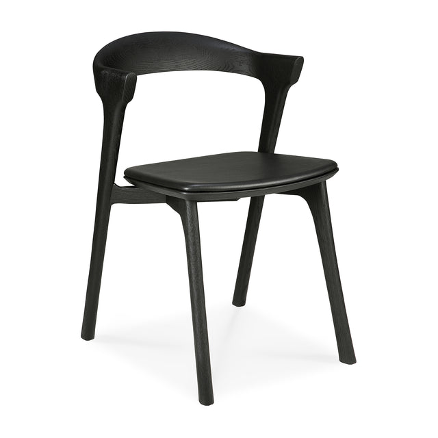 Bok Esszimmerstuhl - lackierte Eiche - schwarz - schwarzes Leder - 50 x 54 x 76 cm - ZEN ZONE