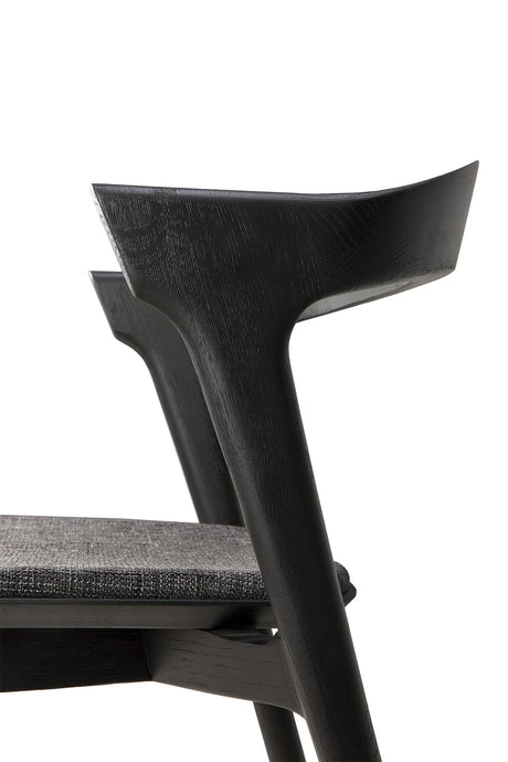 Bok Esszimmerstuhl - lackierte Eiche - schwarz - grauer Stoff - 50 x 54 x 76 cm - ZEN ZONE