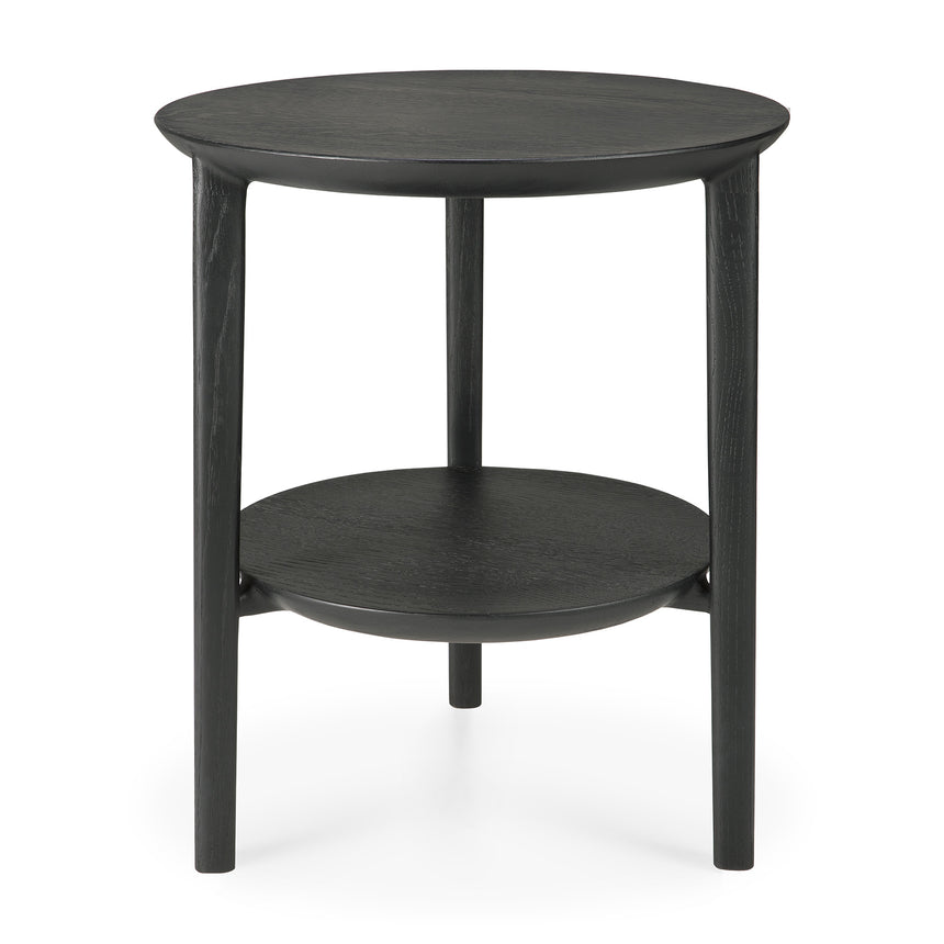 Bok Beistelltisch - lackierte Eiche - schwarz - rund - 43 x 43 x 50 cm - ZEN ZONE Furniture
