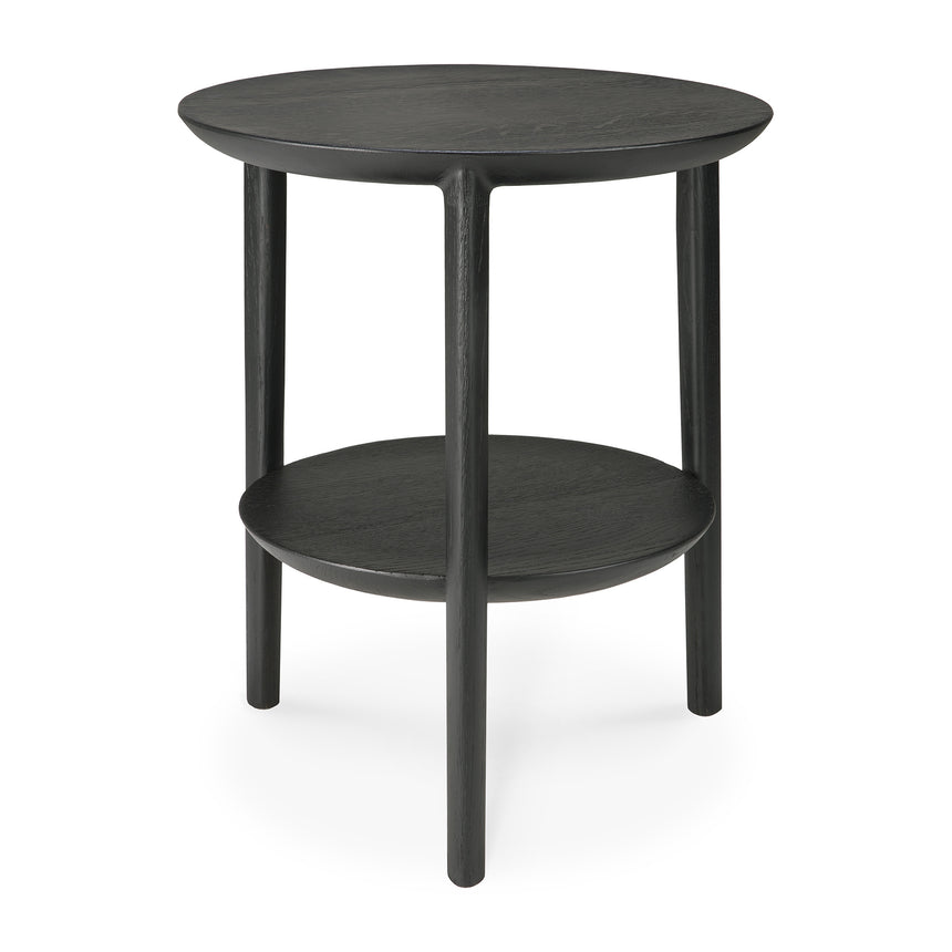 Bok Beistelltisch - lackierte Eiche - schwarz - rund - 43 x 43 x 50 cm - ZEN ZONE Furniture