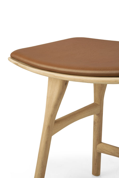 Osso Hocker - lackierte Eiche - Cognac Leder - 50 x 33 x 51 cm - ZEN ZONE Furniture