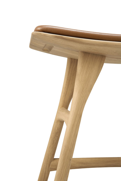 Osso Hocker - lackierte Eiche - Cognac Leder - 50 x 33 x 51 cm - ZEN ZONE Furniture