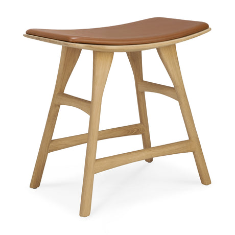 Osso Hocker - lackierte Eiche - Cognac Leder - 50 x 33 x 51 cm - ZEN ZONE Furniture