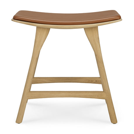 Osso Hocker - lackierte Eiche - Cognac Leder - 50 x 33 x 51 cm - ZEN ZONE Furniture