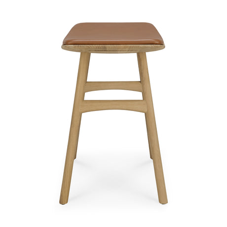 Osso Hocker - lackierte Eiche - Cognac Leder - 50 x 33 x 51 cm - ZEN ZONE Furniture