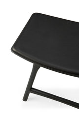 Osso Hocker - lackierte Eiche - schwarz - schwarzes Leder - 50 x 33 x 51 cm - ZEN ZONE Furniture