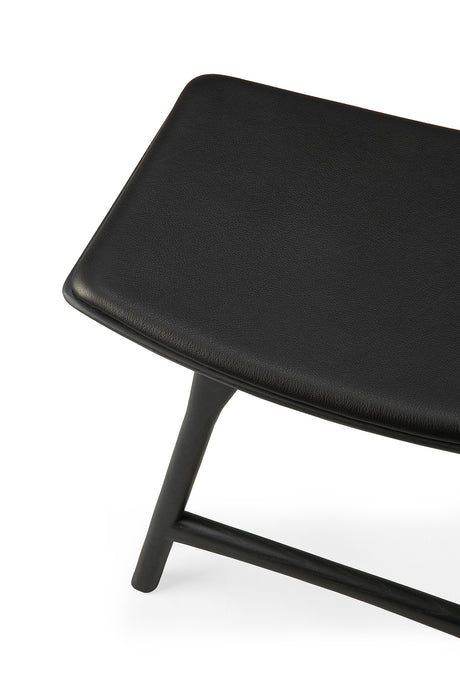 Osso Hocker - lackierte Eiche - schwarz - schwarzes Leder - 50 x 33 x 51 cm - ZEN ZONE Furniture