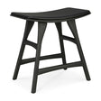 Osso Hocker - lackierte Eiche - schwarz - schwarzes Leder - 50 x 33 x 51 cm - ZEN ZONE Furniture