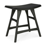 Osso Hocker - lackierte Eiche - schwarz - schwarzes Leder - 50 x 33 x 51 cm - ZEN ZONE Furniture