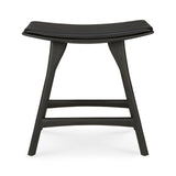 Osso Hocker - lackierte Eiche - schwarz - schwarzes Leder - 50 x 33 x 51 cm - ZEN ZONE Furniture