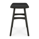 Osso Hocker - lackierte Eiche - schwarz - schwarzes Leder - 50 x 33 x 51 cm - ZEN ZONE Furniture