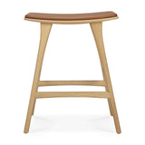 Osso Tresenhocker - lackierte Eiche - Cognac Leder - 57 x 33 x 69 cm - ZEN ZONE Furniture