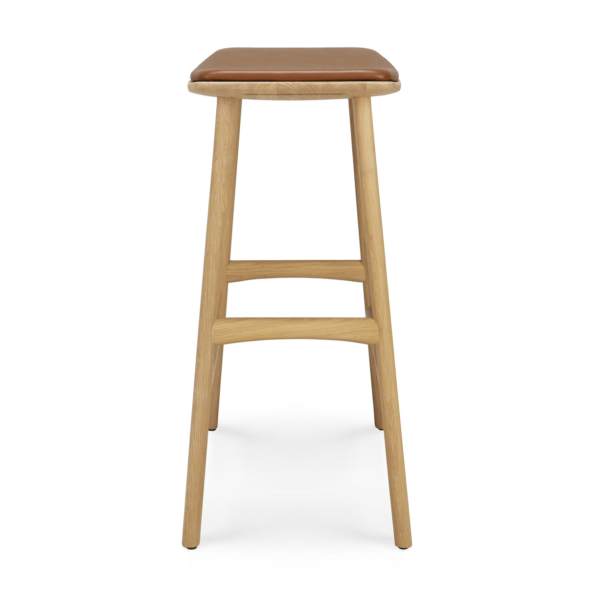 Osso Tresenhocker - lackierte Eiche - Cognac Leder - 57 x 33 x 69 cm - ZEN ZONE Furniture