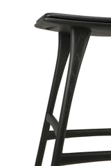 Osso Tresenhocker - lackierte Eiche - schwarz - schwarzes Leder - 57 x 33 x 69 cm - ZEN ZONE Furniture