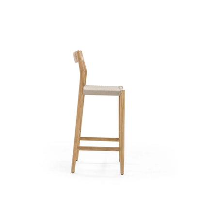 Garten Barhocker Lago aus Naturteak und grauem Geflecht, Sitzhöhe 80 cm - ZEN ZONE Furniture
