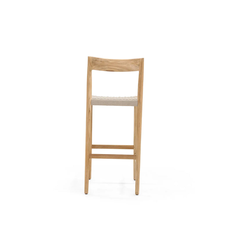 Garten Barhocker Lago aus Naturteak und grauem Geflecht, Sitzhöhe 80 cm - ZEN ZONE Furniture