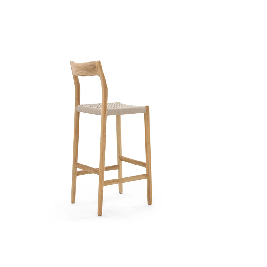 Garten Barhocker Lago aus Naturteak und grauem Geflecht, Sitzhöhe 80 cm - ZEN ZONE Furniture